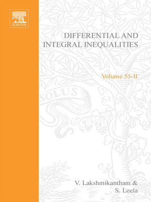 cover image of Differential and integral inequalities; theory and applications PART B